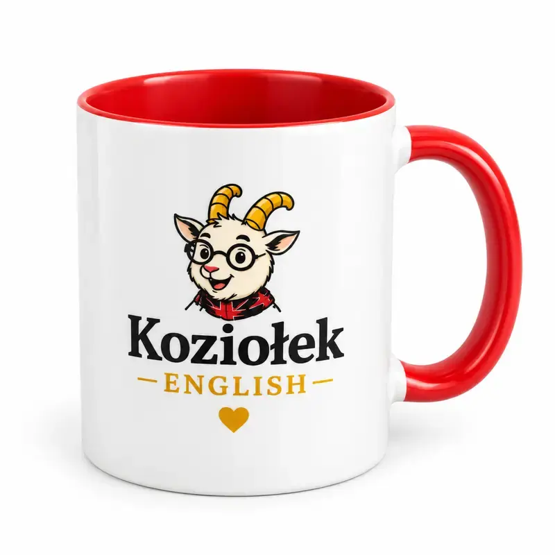 Biały kubek z czerwonym uchem i wnętrzem